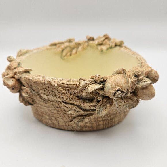 Rustic Sculpted Fruit & Leaf Decorative Bowl – Tuscan Style Planter - Picture 3 of 6